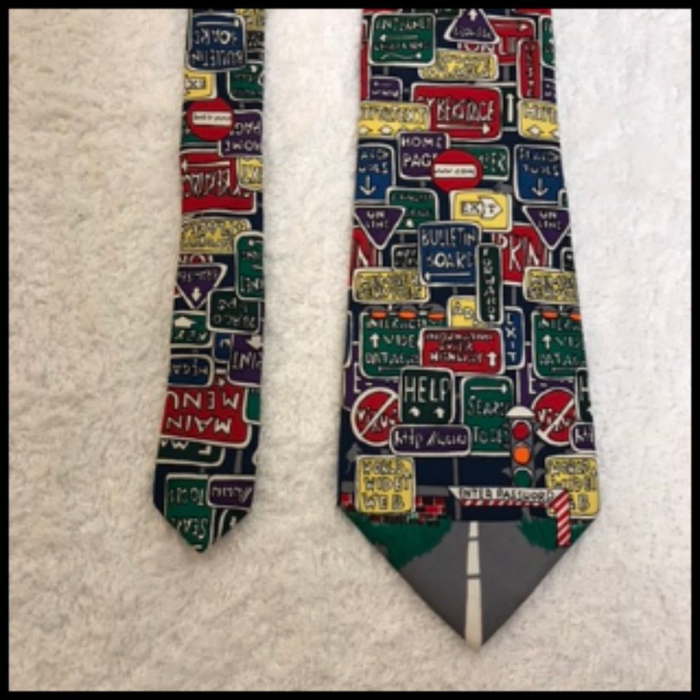 Internet Cyberspace Information Super Hwy Silk Tie